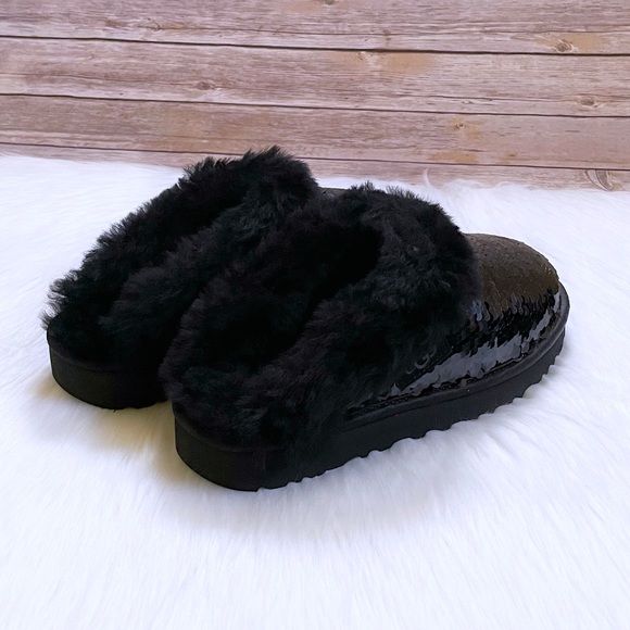 UGG Women’s Cluggette Sequin Black Slippers - Picture 2 of 8